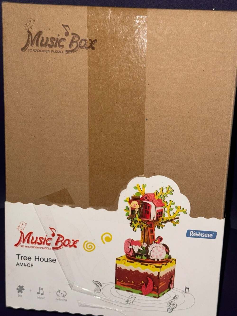 3D Wooden Puzzle SPRING Crank Music Box Robotic Robotime Jigsaw DIY Wooden